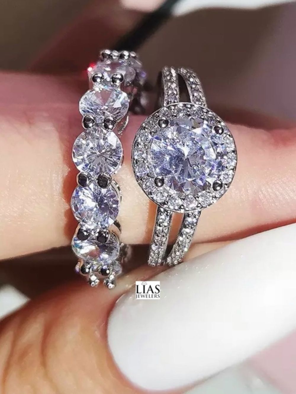 New 18k white gold wedding ring set